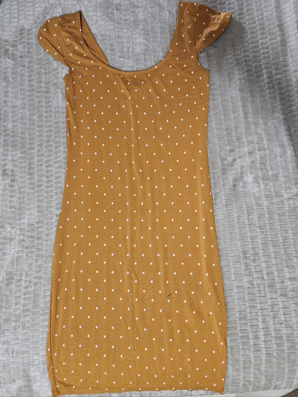 Forever 21 Mustard Polka Dot Scoop-Neck Mini Dress